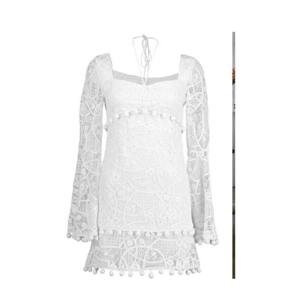 ALEXIS White Embroidered Pom Pom Lace Coachella Bride Clarra Dress Size … - Picture 11 of 16